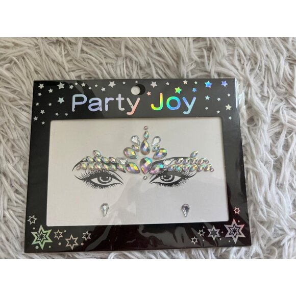 PARTY JOY FACE CRYSTAL ADHESIVE STICKERS Festival NEW Gems - Picture 1 of 3